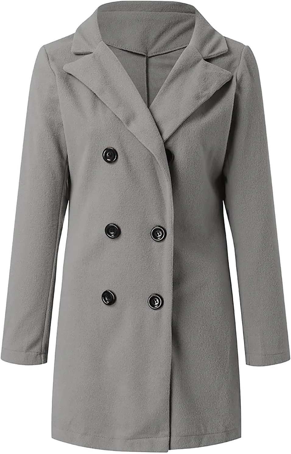 maisdgop Women's Trench Coat 2024 Winter Open Front Double Breasted Peacoats Comfy Long Sleeve Lapel Button down Windbreaker