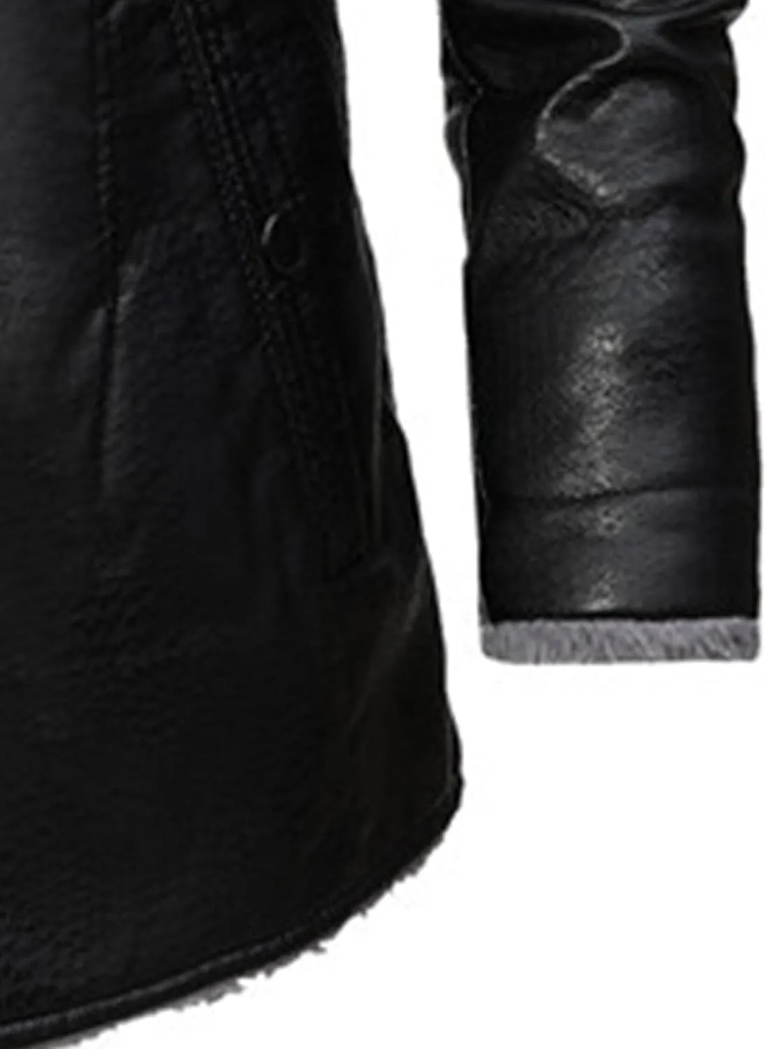 Maiyifu-GJ Mens Faux PU Leather Vintage Jacket Fleece Sherpa Lined Long Trench Coats Fur Collar Windbreaker Overcoat