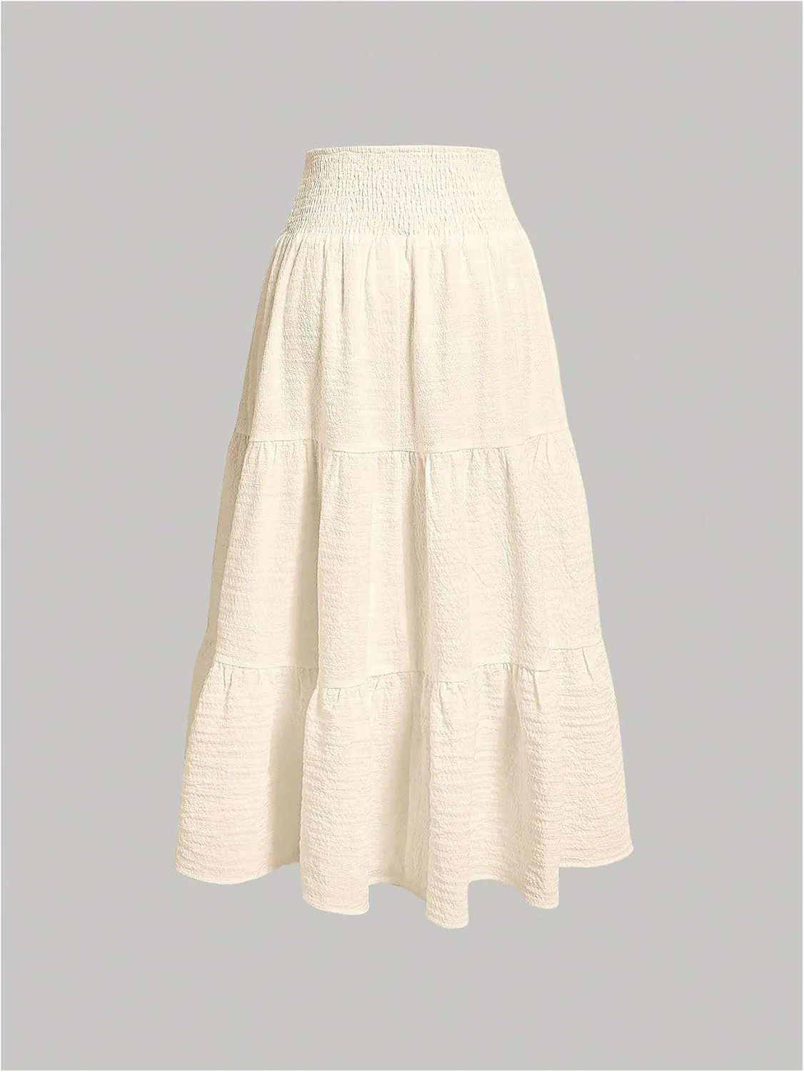 MakeMeChic Women's Shirred Ruffle Tiered A Line Elastic Waist Summer Long Skirts