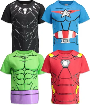 Marvel Avengers Spider-Man Mech Strike 4 Pack Cosplay Athletic T-Shirts Toddler to Big Kid Sizes (2T - 18-20)
