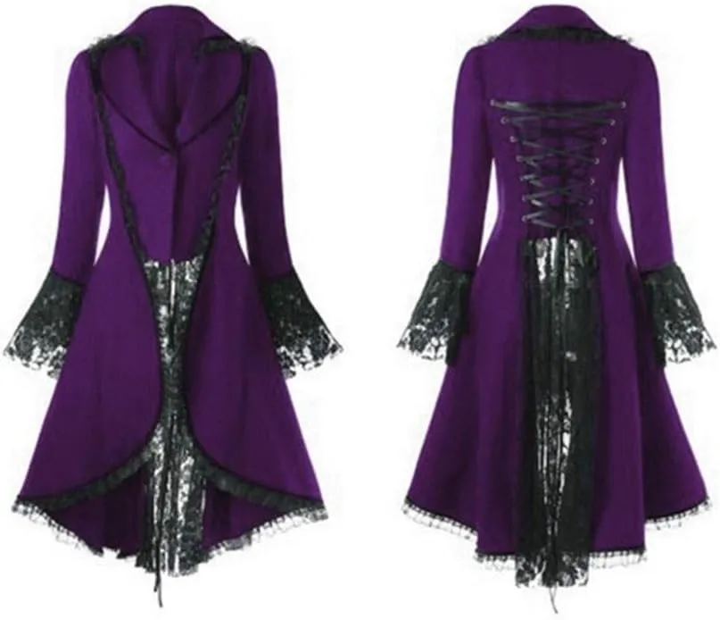 Medieval Steampunk Jacket for Women Tuxedo Gothic Tailcoat Jacket Renaissance Goth Costume