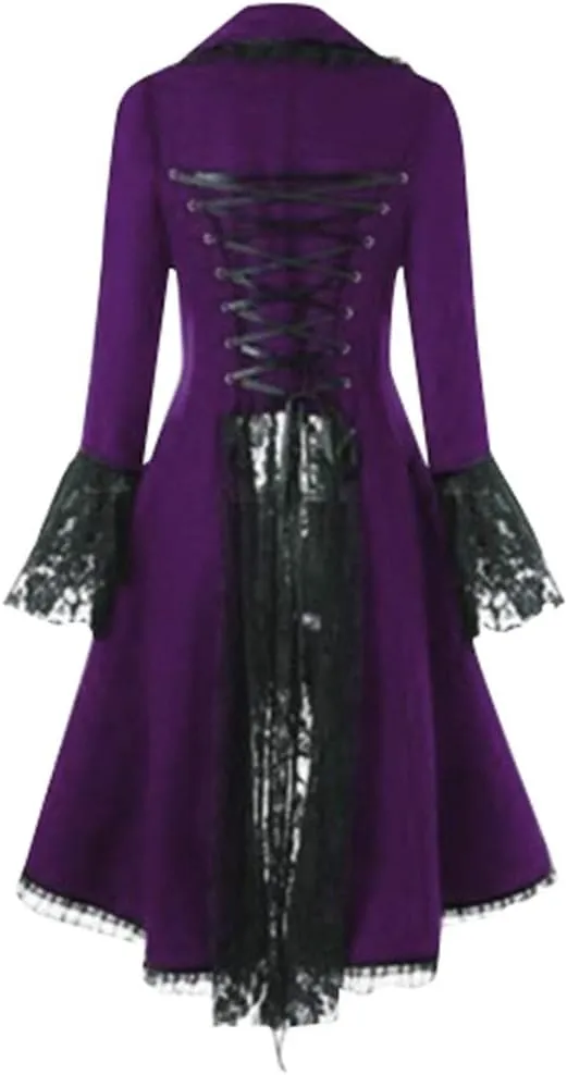 Medieval Steampunk Jacket for Women Tuxedo Gothic Tailcoat Jacket Renaissance Goth Costume
