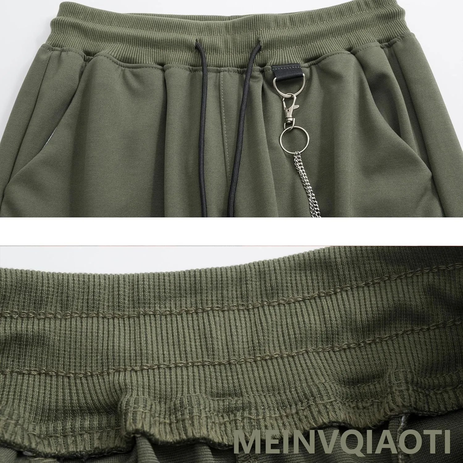 MEINVQIAOTI Black Cargo Pants for Women Techwear Women Loose Street Rock Style Casual Black Pants with Chain Goth Pants