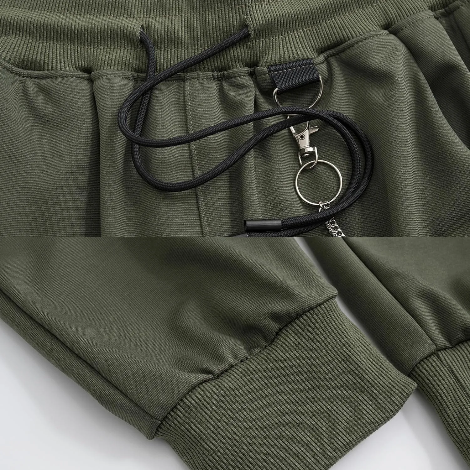 MEINVQIAOTI Black Cargo Pants for Women Techwear Women Loose Street Rock Style Casual Black Pants with Chain Goth Pants