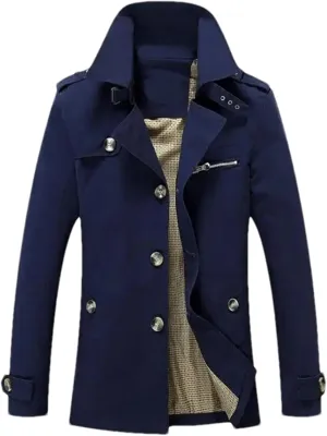 Men Winter Trench British Style Single Breasted Windbreaker Warm Jacket Coat Military Male