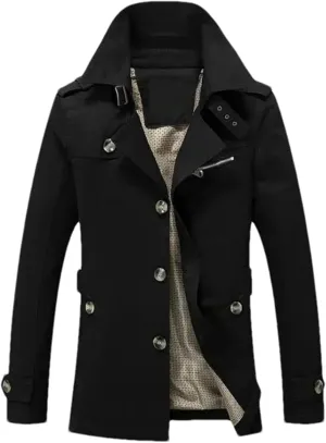 Men Winter Trench British Style Single Breasted Windbreaker Warm Jacket Coat Military Male