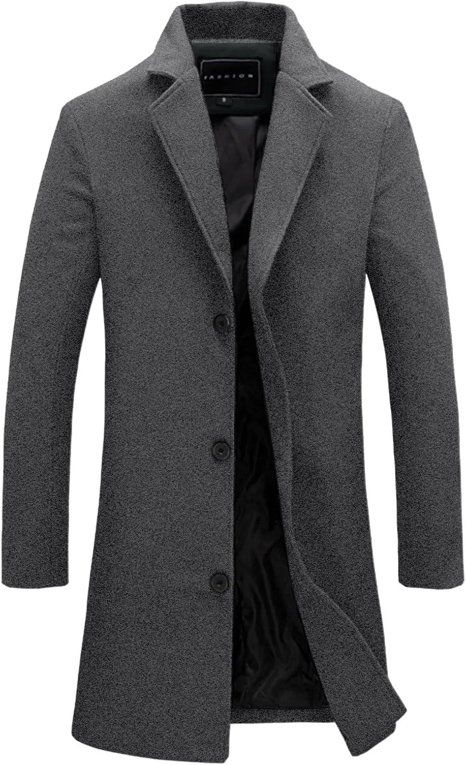 Mens Casual Trench Coat Notched Collar Single Breasted Business Overcoat Winter Warm Wool Blend Peacoat