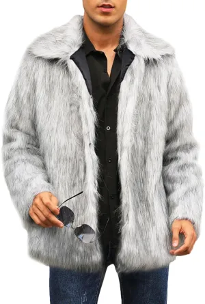 Men's Fashion Warm Thick Coat Jacket Faux Fur Outwear Cardigan Overcoat Winter Coat Lightweight Jacket Long Trench