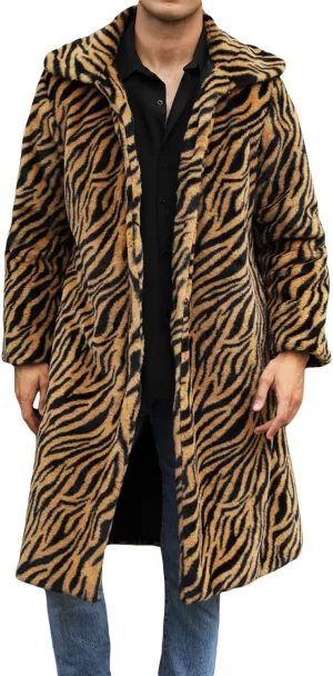 Men's Fashion Warm Thick Coat Jacket Faux Fur Outwear Cardigan Overcoat Winter Coat Lightweight Jacket Long Trench