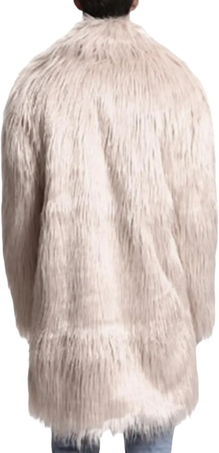 Men's Fashion Warm Thick Coat Jacket Faux Fur Outwear Cardigan Overcoat Winter Coat Lightweight Jacket Long Trench