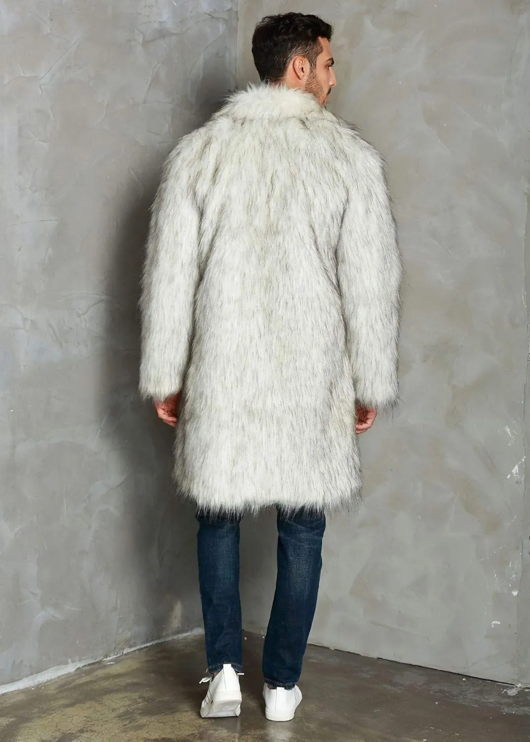 Men's Fashion Warm Thick Coat Jacket Faux Fur Outwear Cardigan Overcoat Winter Coat Lightweight Jacket Long Trench