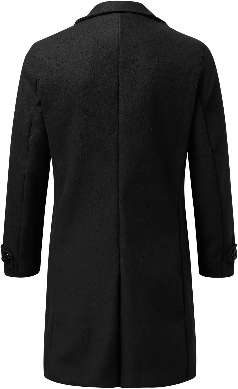 Mens Single Breasted Trench Coat Winter Pea Coat Notch Lapel Long Casual Overcoat Slim Fit Long Jacket Pea Coat
