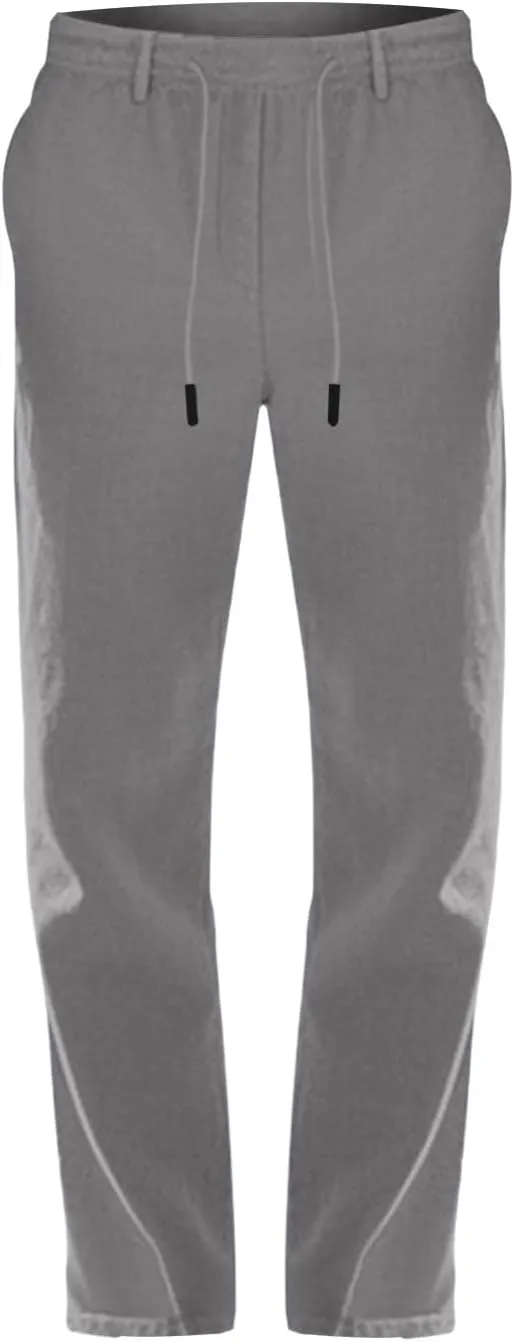 Men's Slim Fit Cotton Linen Pants Elastic Waist Lightweight Lacing Up Casual Pants Yoga Beach Trousers with Pockets