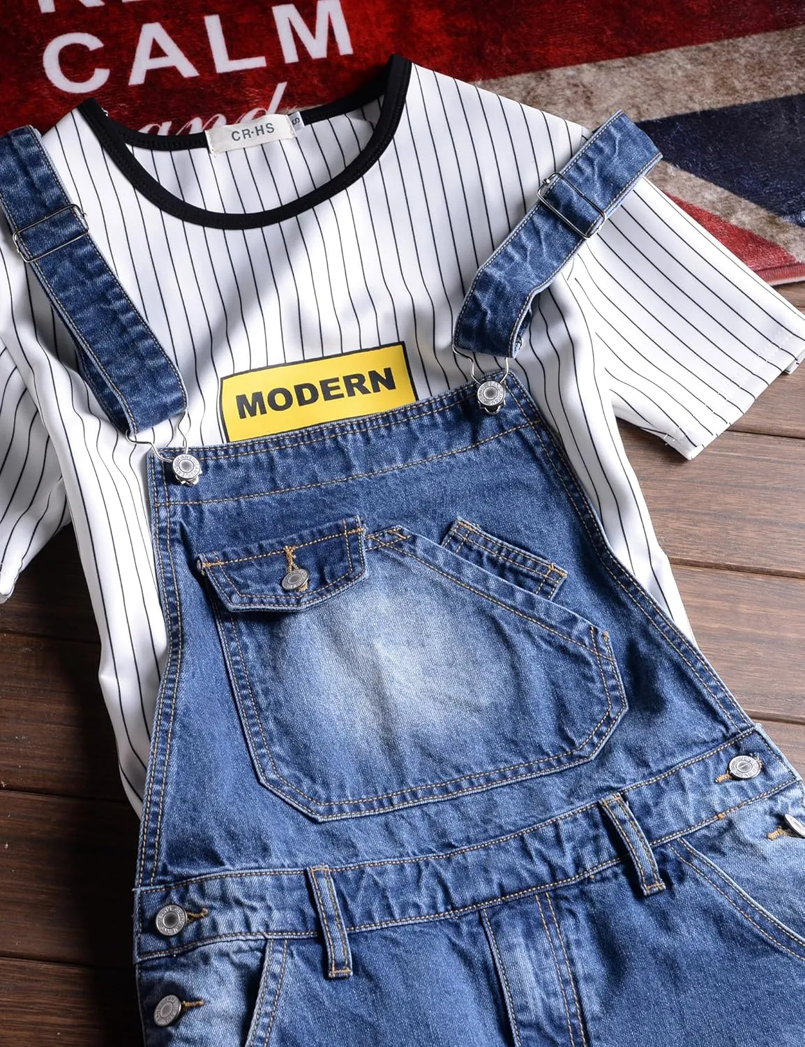 Men's Summer Blue Plus Size Denim Bib Overalls Shorts