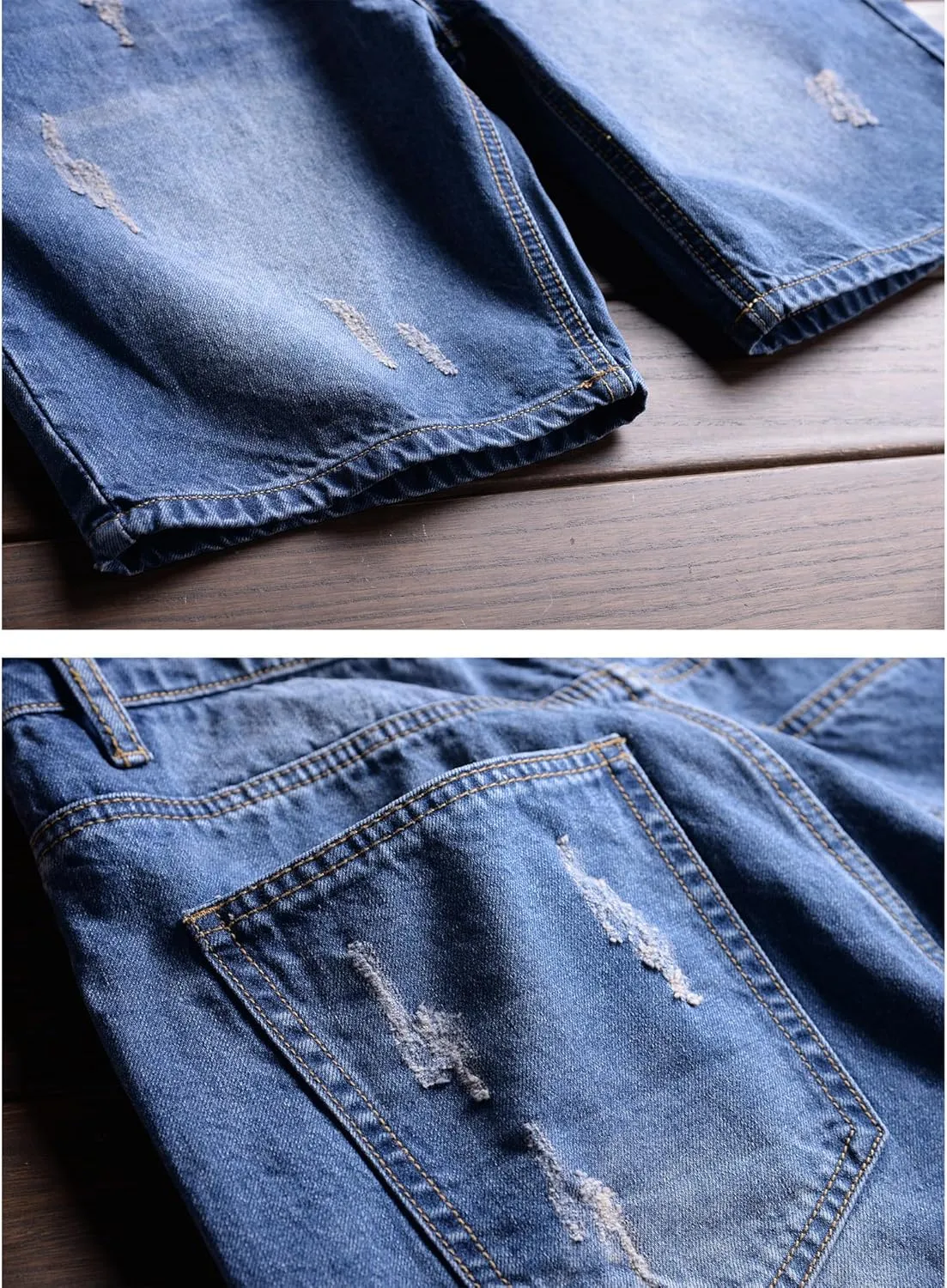 Men's Summer Blue Plus Size Denim Bib Overalls Shorts