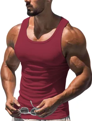 Men's Tank Tops Workout Gym Sleeveless Bodybuilding Shirts Fitness Athletic Muscle Tee