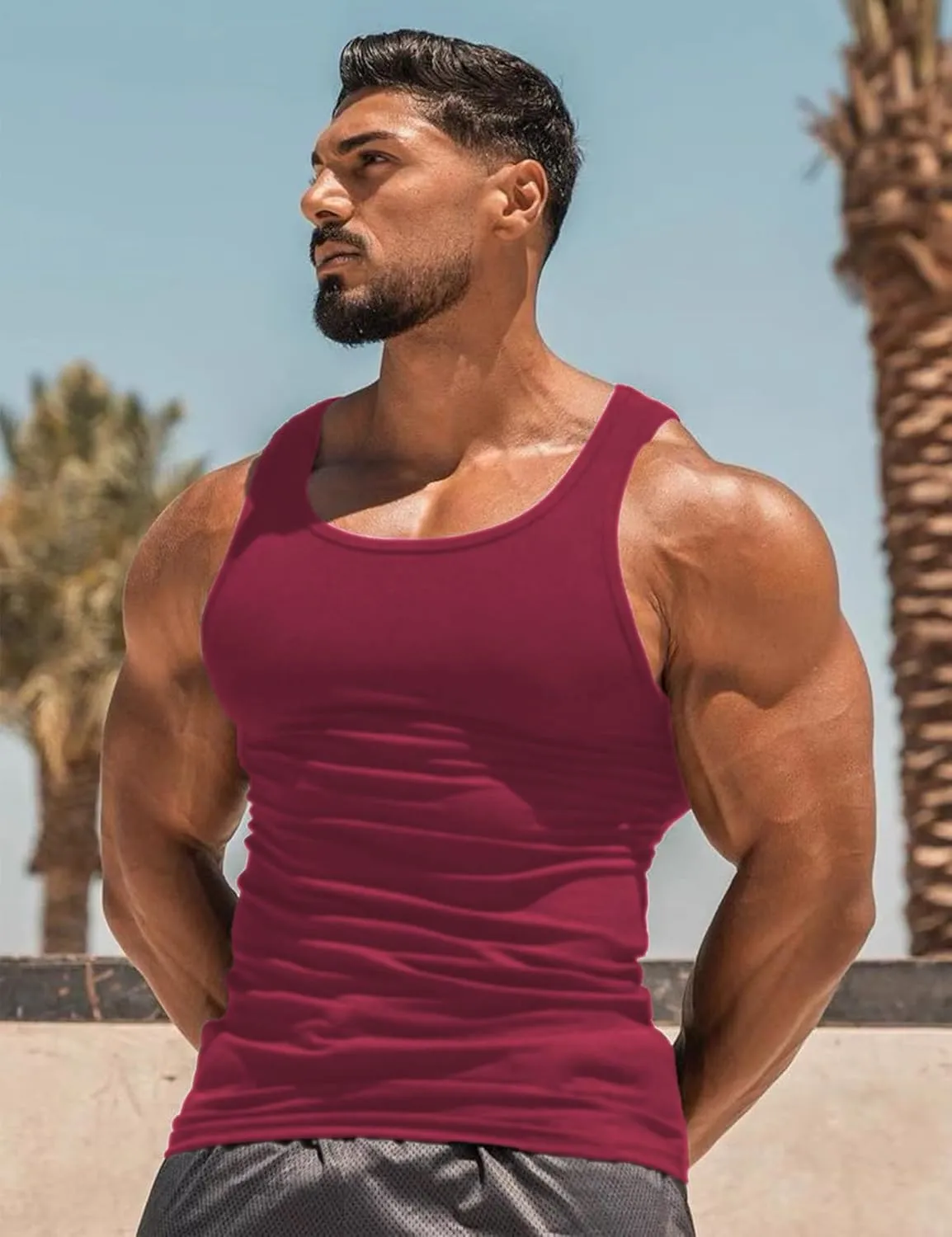 Men's Tank Tops Workout Gym Sleeveless Bodybuilding Shirts Fitness Athletic Muscle Tee