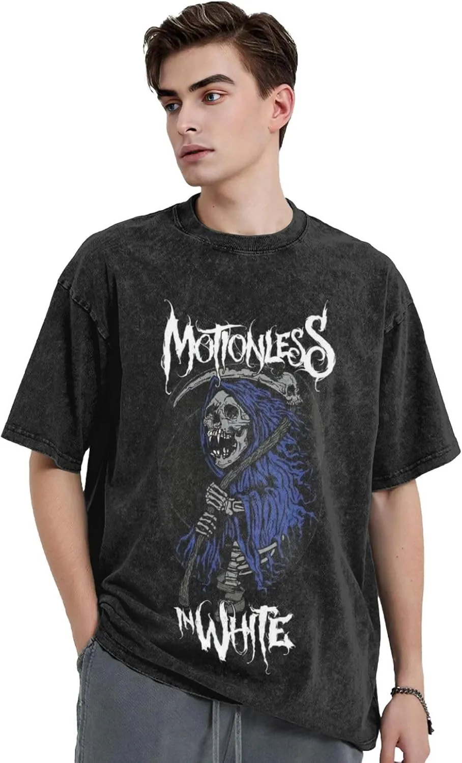 Mens Vintage Oversized Drop Shoulder Fashion T Shirt Loose Wash Solid Tee Tops