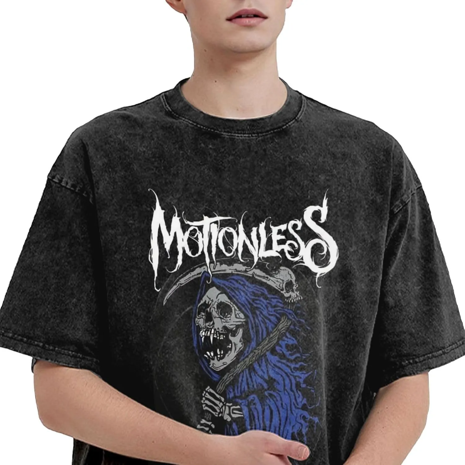 Mens Vintage Oversized Drop Shoulder Fashion T Shirt Loose Wash Solid Tee Tops