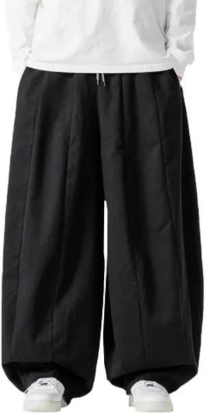 Mens Wide Leg Palazzo Pants Casual Lounge Oversized Jogging Harem Pants Drawstring Loose Beach Trousers with Pockets