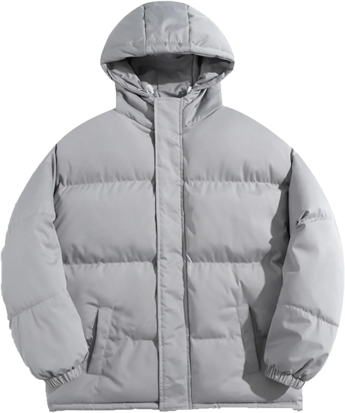 Men's Winter Coat Fleece Lined Parka Jacket Hooded Solid Thickened Hooded Cotton Padded Jacket Mens Outdoor Outwear