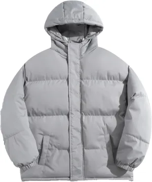 Men's Winter Coat Fleece Lined Parka Jacket Hooded Solid Thickened Hooded Cotton Padded Jacket Mens Outdoor Outwear