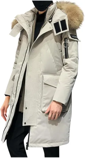 Men's Winter Coat Warm Parka Ski Jacket with Faux Fur Hood Long Puffer Jacket Thicken Outerwear Windproof Down Coat