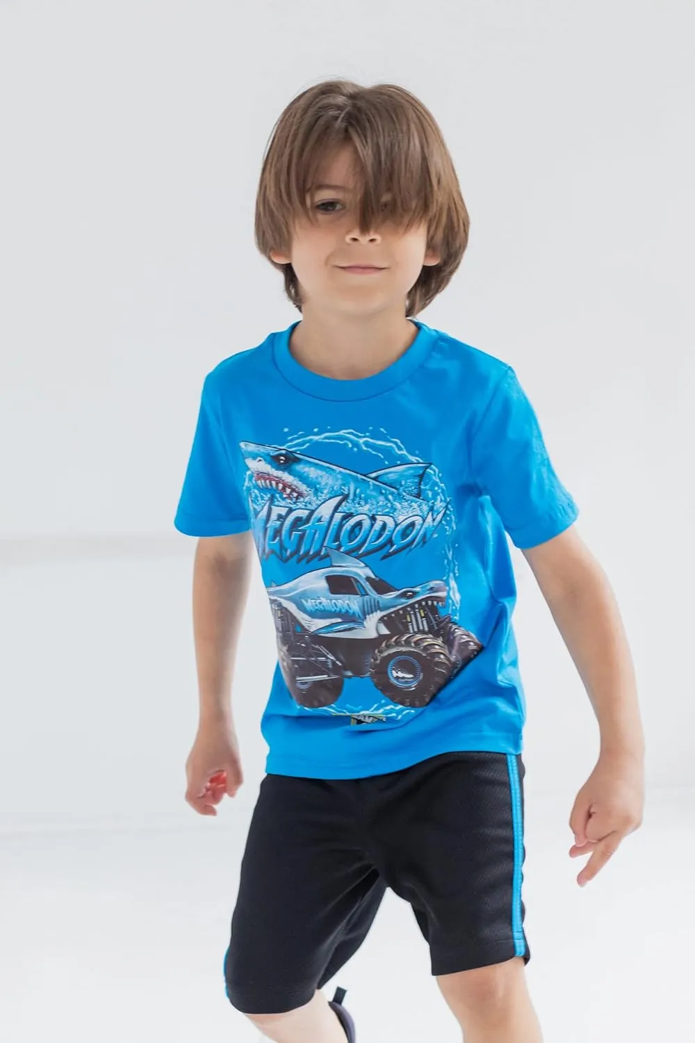 Monster Jam T-Shirt and Mesh Shorts Outfit Set Toddler to Big Kid Grave Digger El Toro Loco Megalodon