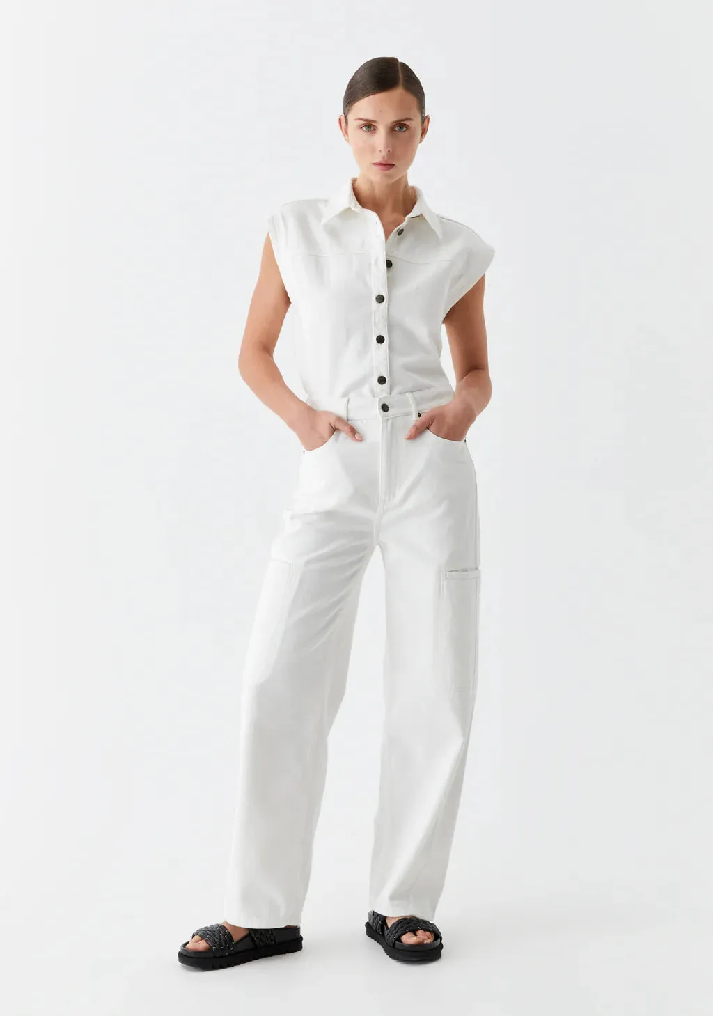 Morrison - Theo Denim Vest  - White