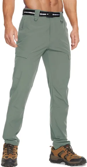 MOURCE Men's Hiking Pants Outdoor Water Resistant Flex Ripstop Cargo Pants Quick Dry Lightweight Fit Pants 6 Pockets and Belt