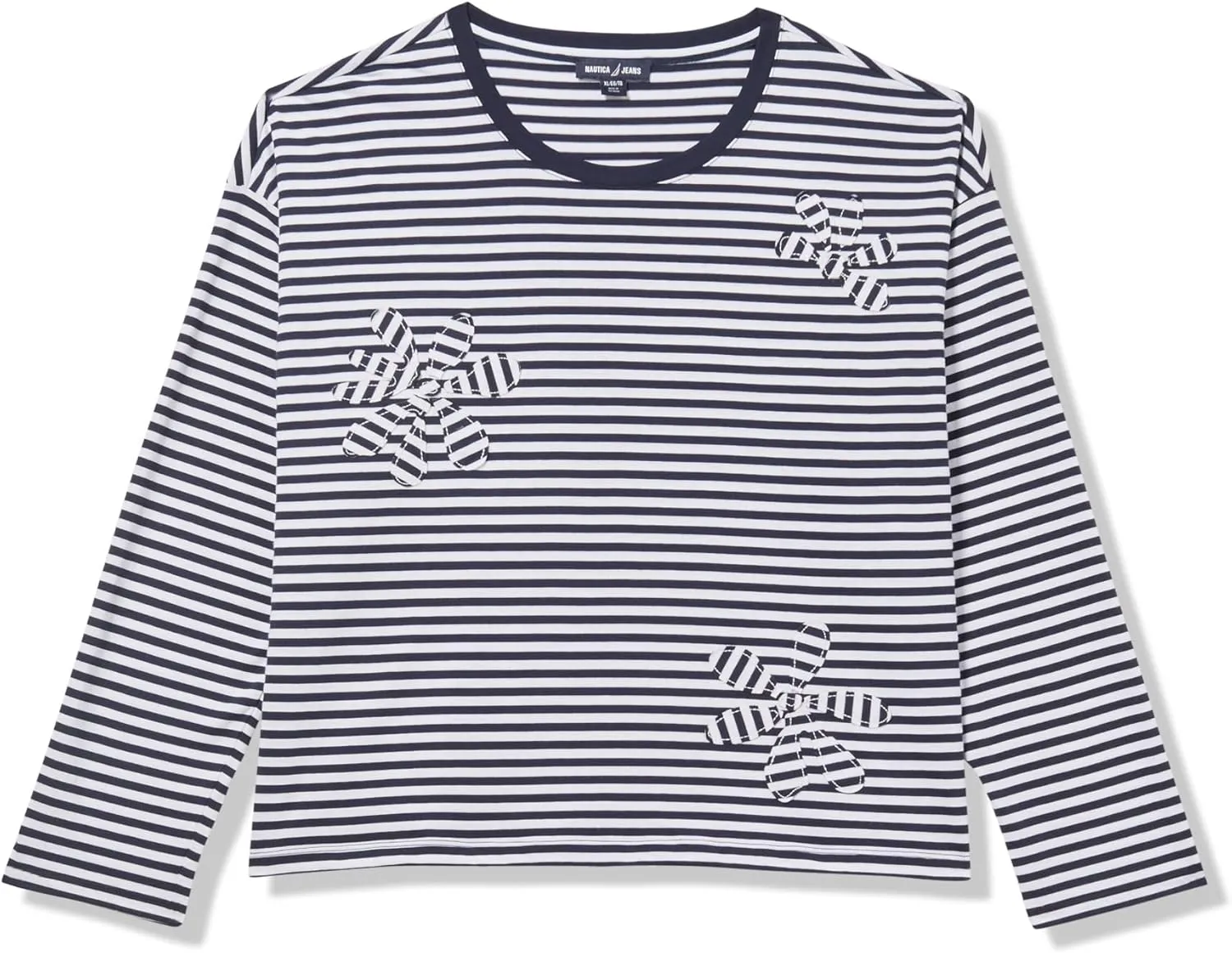 Nautica Women's Long Sleeve Striped Cotton Top
