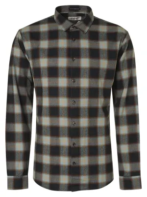 No Excess Long Sleeve Shirt: Flannel Check - Herringbone Smoke