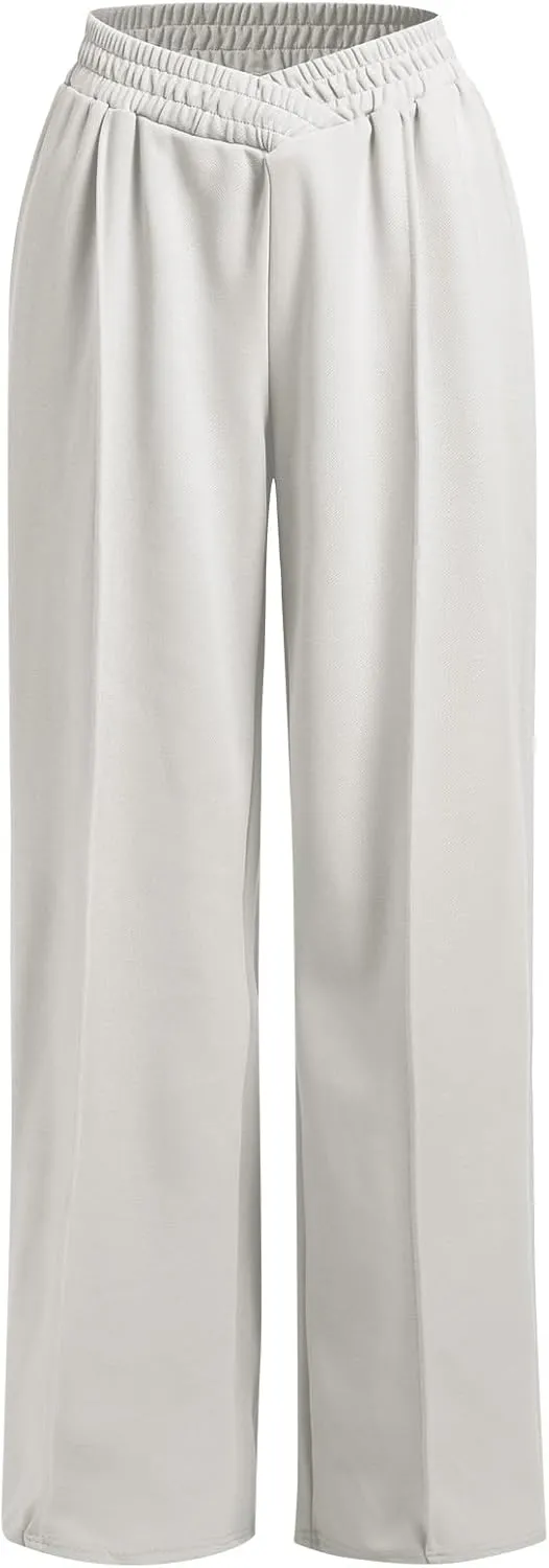 ODIZLI Women's High Waist Wide Leg Pants Casual Trousers Sweatpants Lounge Wear Fashion