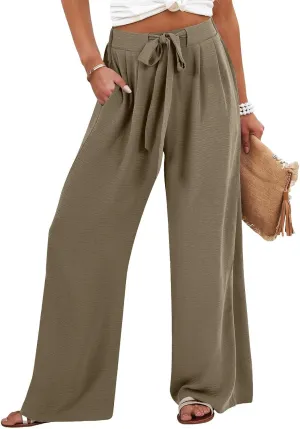 Parachute Pants for Women High Waisted Lounge, Capri Pants Business Casual Straight Leg Summer Trousers Linen