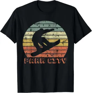 Park City Utah Snowboard Retro Sunset Vintage T-Shirt