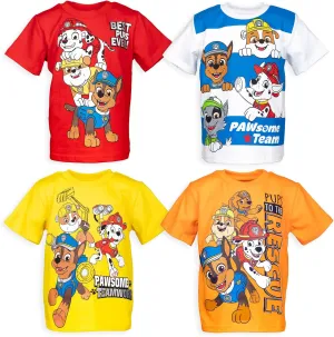 Paw Patrol Chase Marshall Rubble Rocky 4 Pack Graphic T-Shirts Toddler to Big Kid