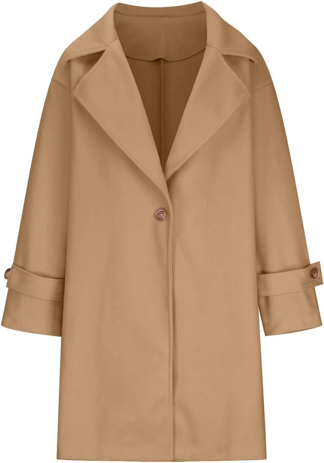 Pea Coats for Women Notch Collar Single Breasted Mid-Long Trench Coat Essential Winter Warm Casual Woolen Overcoat
