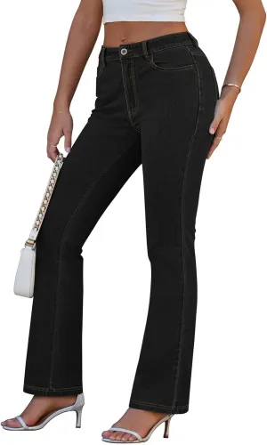 Pink Queen Women Bootcut Stretchy Jeans High Waisted Curvy Fit Trouser Pant