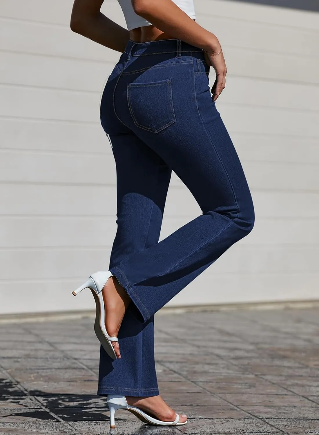 Pink Queen Women Bootcut Stretchy Jeans High Waisted Curvy Fit Trouser Pant