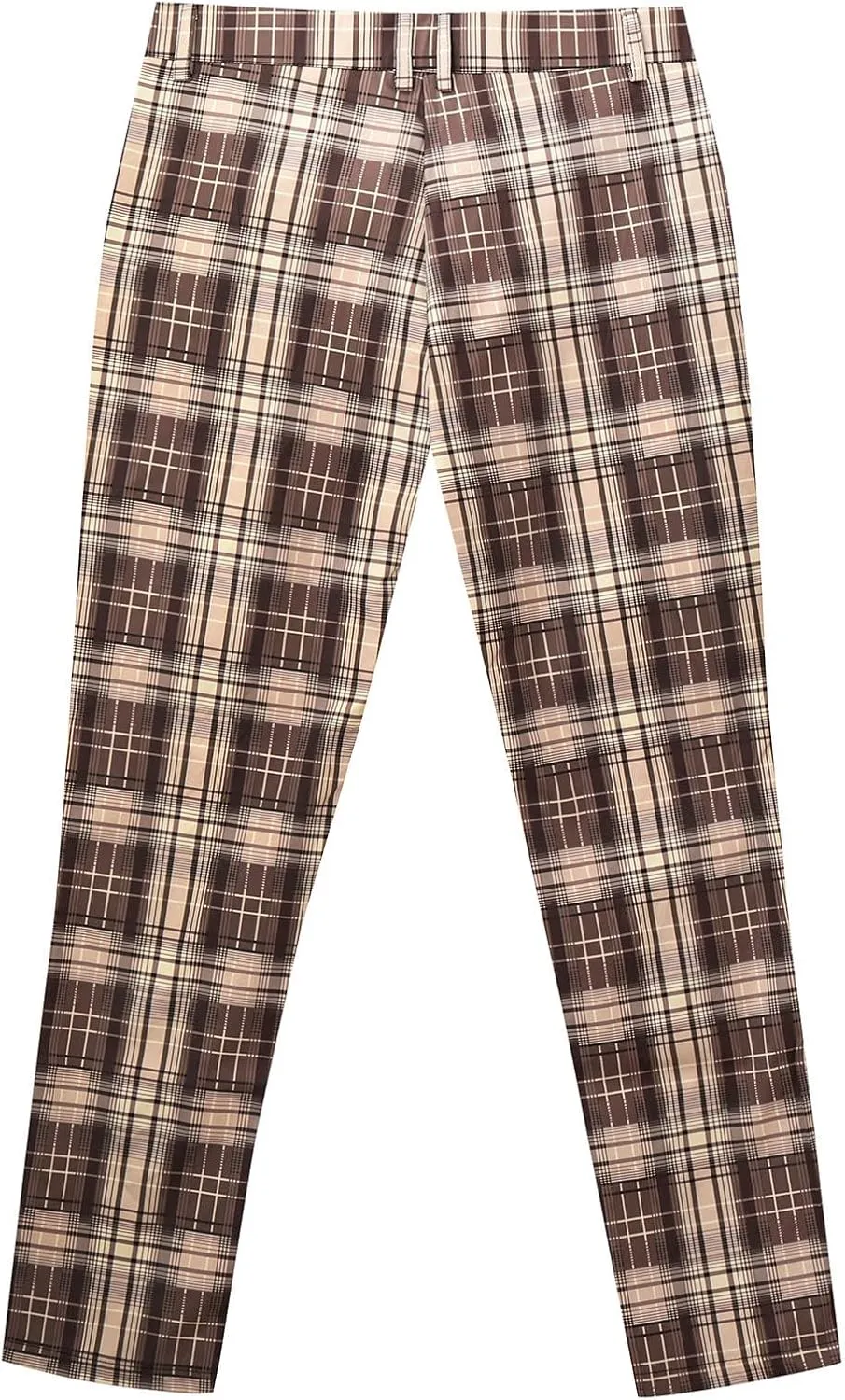 Plaid Print Mens Dress Pants Slim Fit Dress Pants Stretch Skinny Golf Pants Casual Fashion Chino Casual Pants