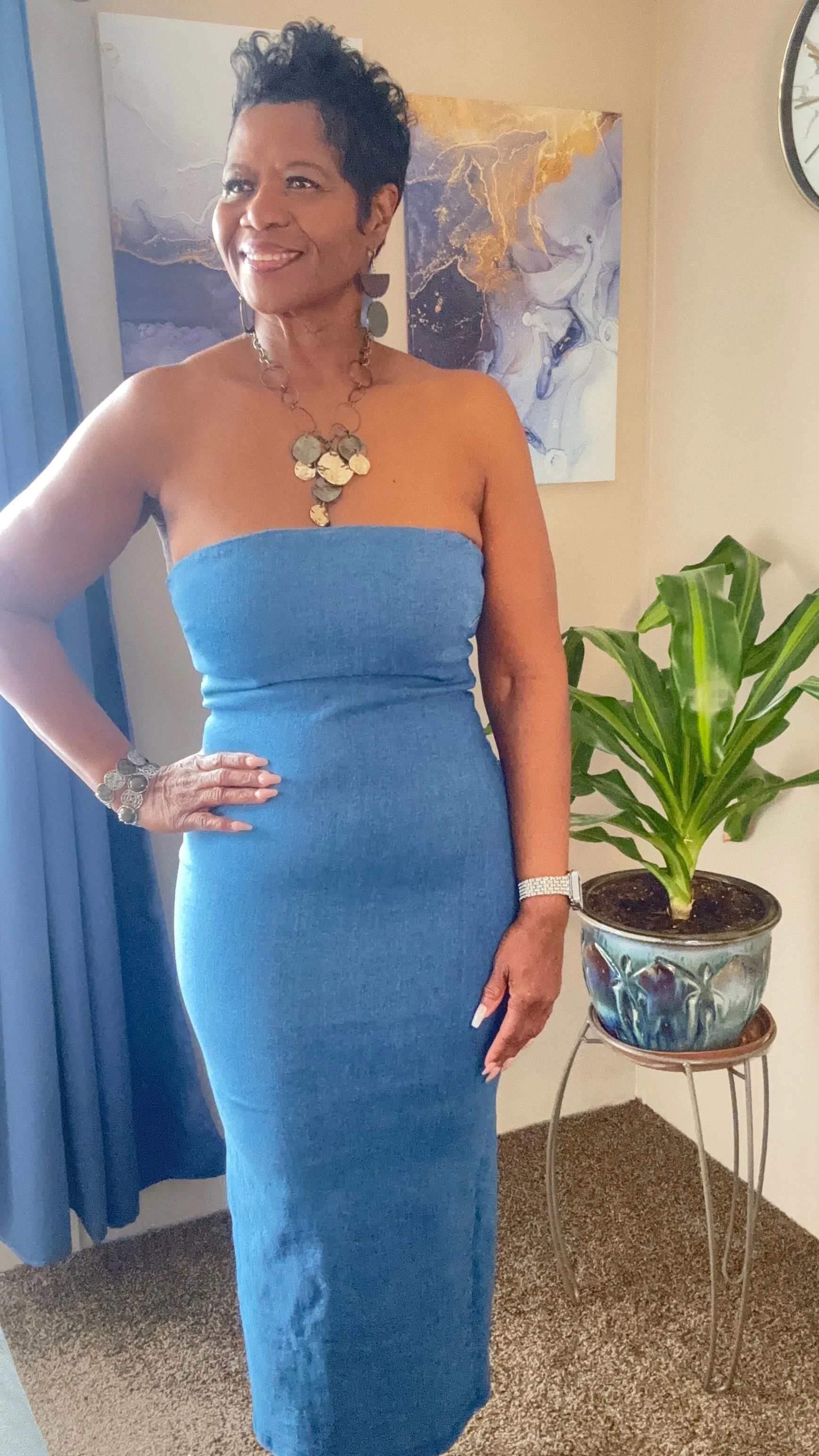 Play it safe denim tube dress