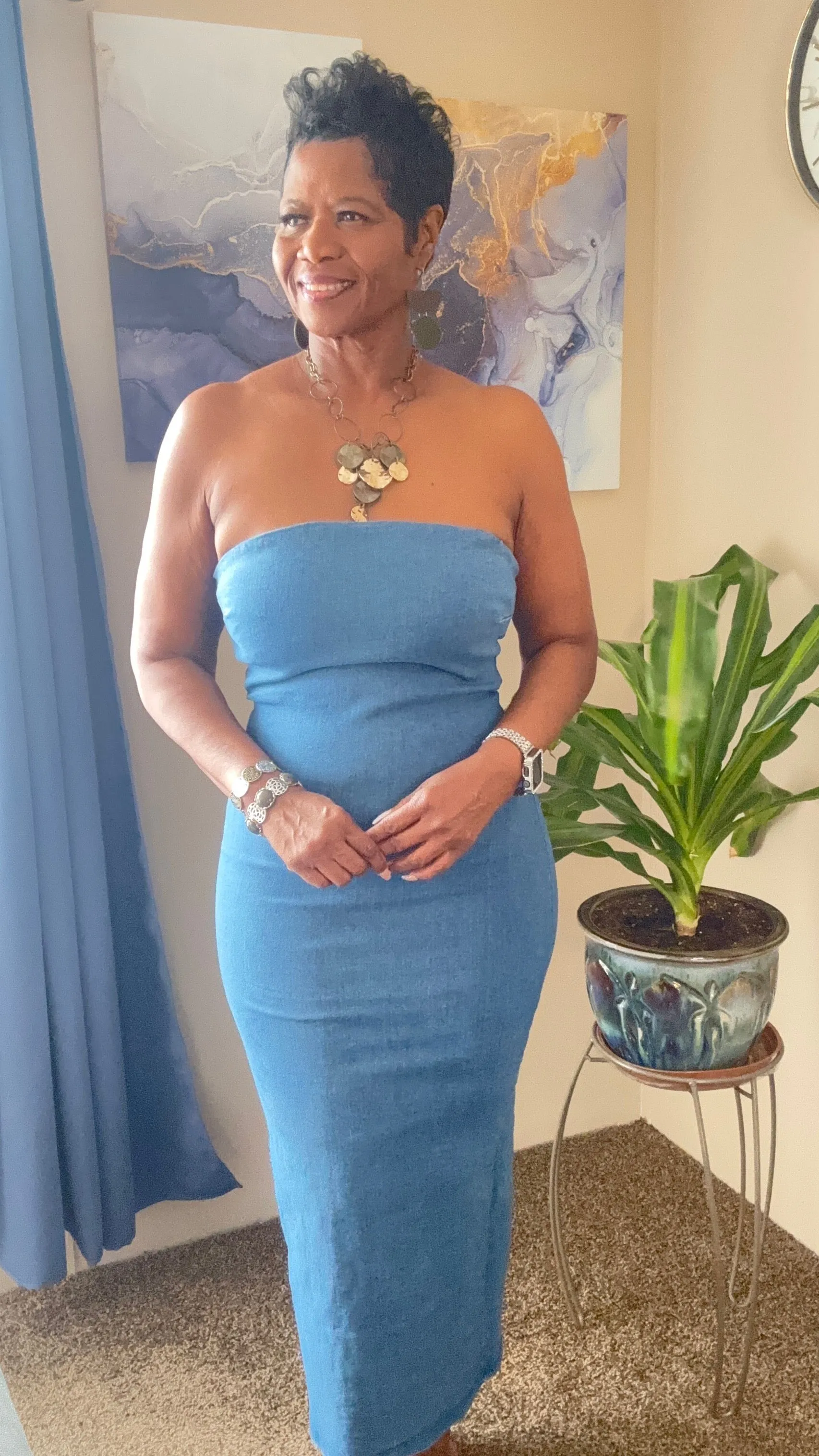 Play it safe denim tube dress