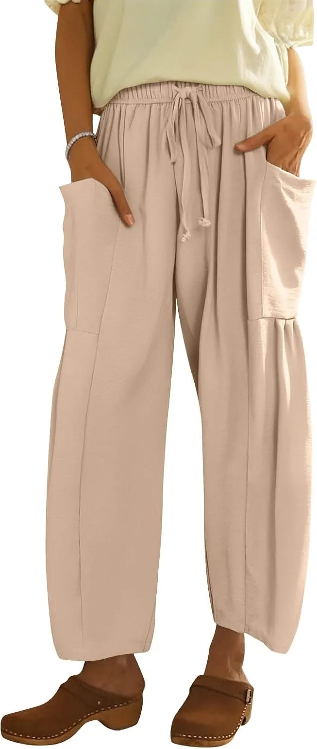 Plus Size Womens Wide Leg Pants High Waisted Casual Boho Pants Loose Flowy Palazzo Summer Beach Vacation Trousers