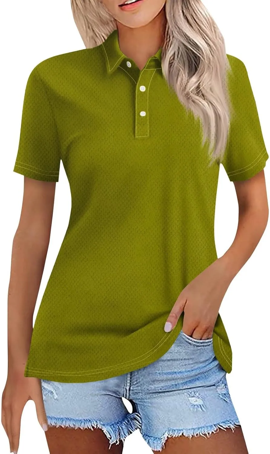 Polo Shirts for Women Collared Golf Shirts Button Short Sleeve Tops Business Casual Quick Dry Moisture Work Blouses