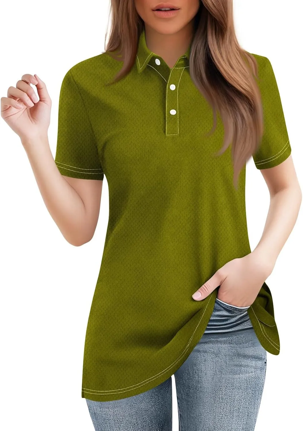 Polo Shirts for Women Collared Golf Shirts Button Short Sleeve Tops Business Casual Quick Dry Moisture Work Blouses
