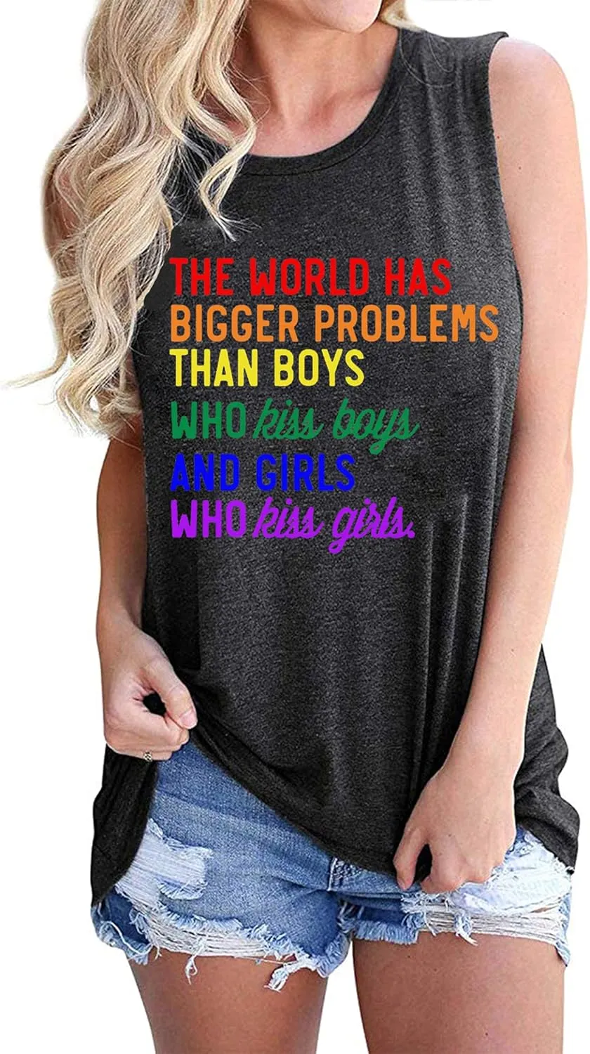 Pride Tank Top for Women Pride Shirts LGBT Equality Letter Print T Shirt Gay Outfits Ally Sleeveless Tee Top