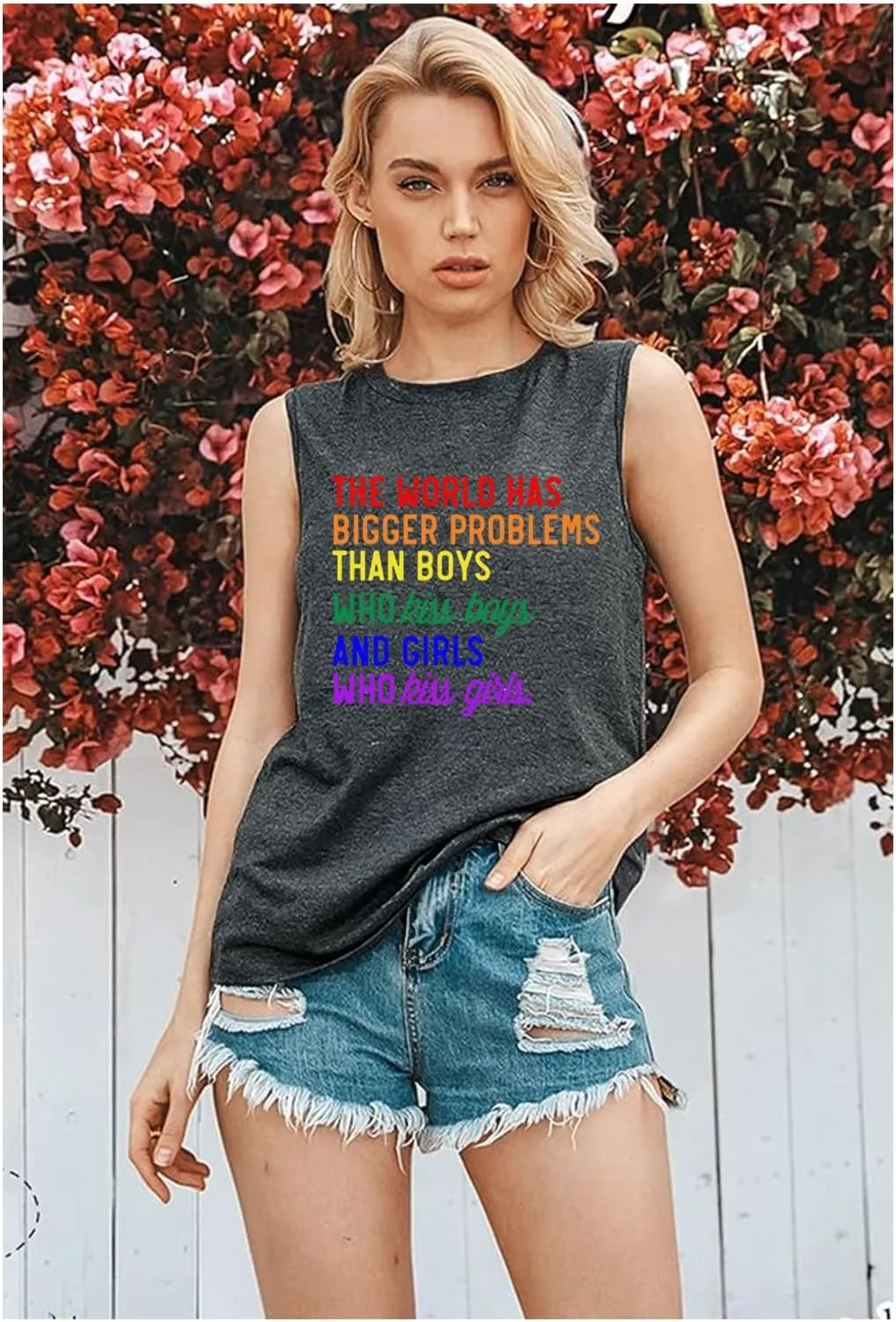 Pride Tank Top for Women Pride Shirts LGBT Equality Letter Print T Shirt Gay Outfits Ally Sleeveless Tee Top