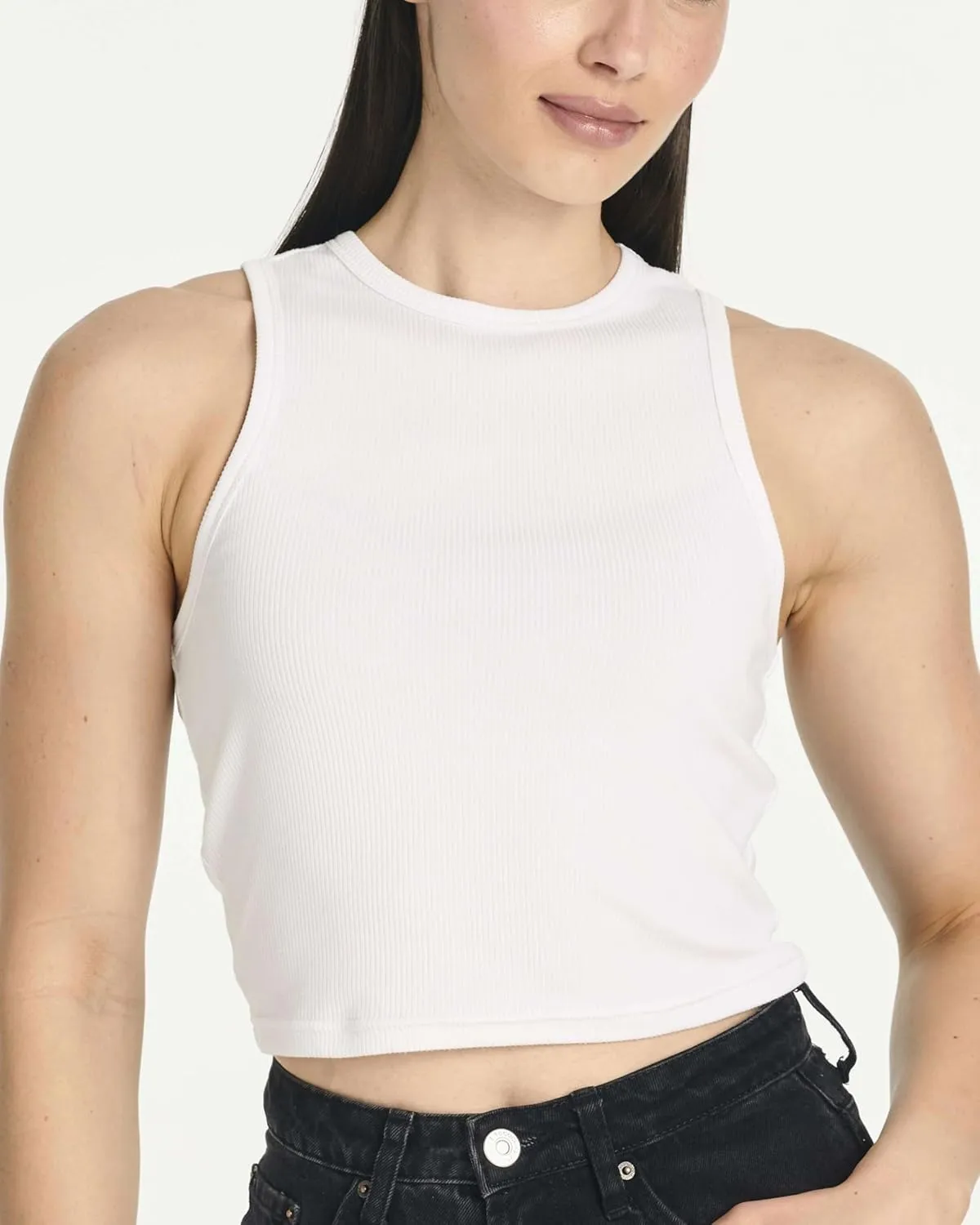 Real Essentials 5 Pack: Women's Ribbed Sleeveless Cropped Racerback Tank Top Casual Crop Top