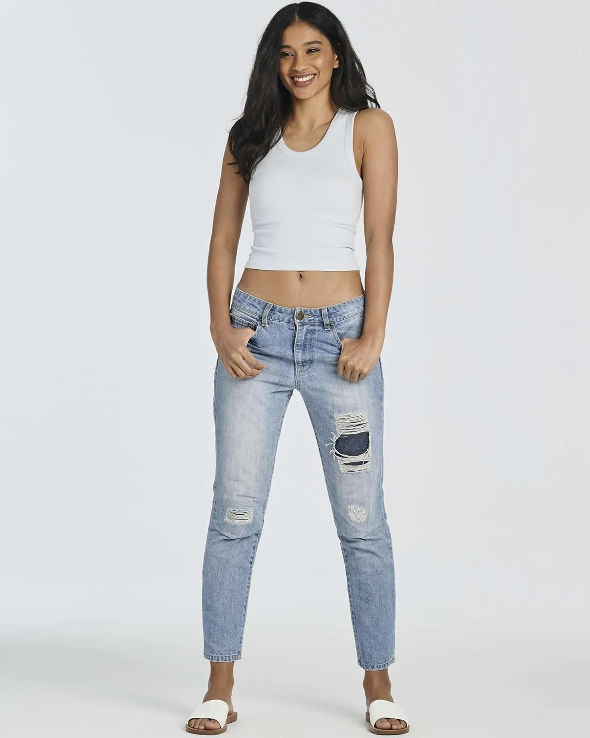 Real Essentials 5 Pack: Women's Seamless Ribbed Sleeveless Cropped Scoop Neck Tank Top - Casual Crop Top
