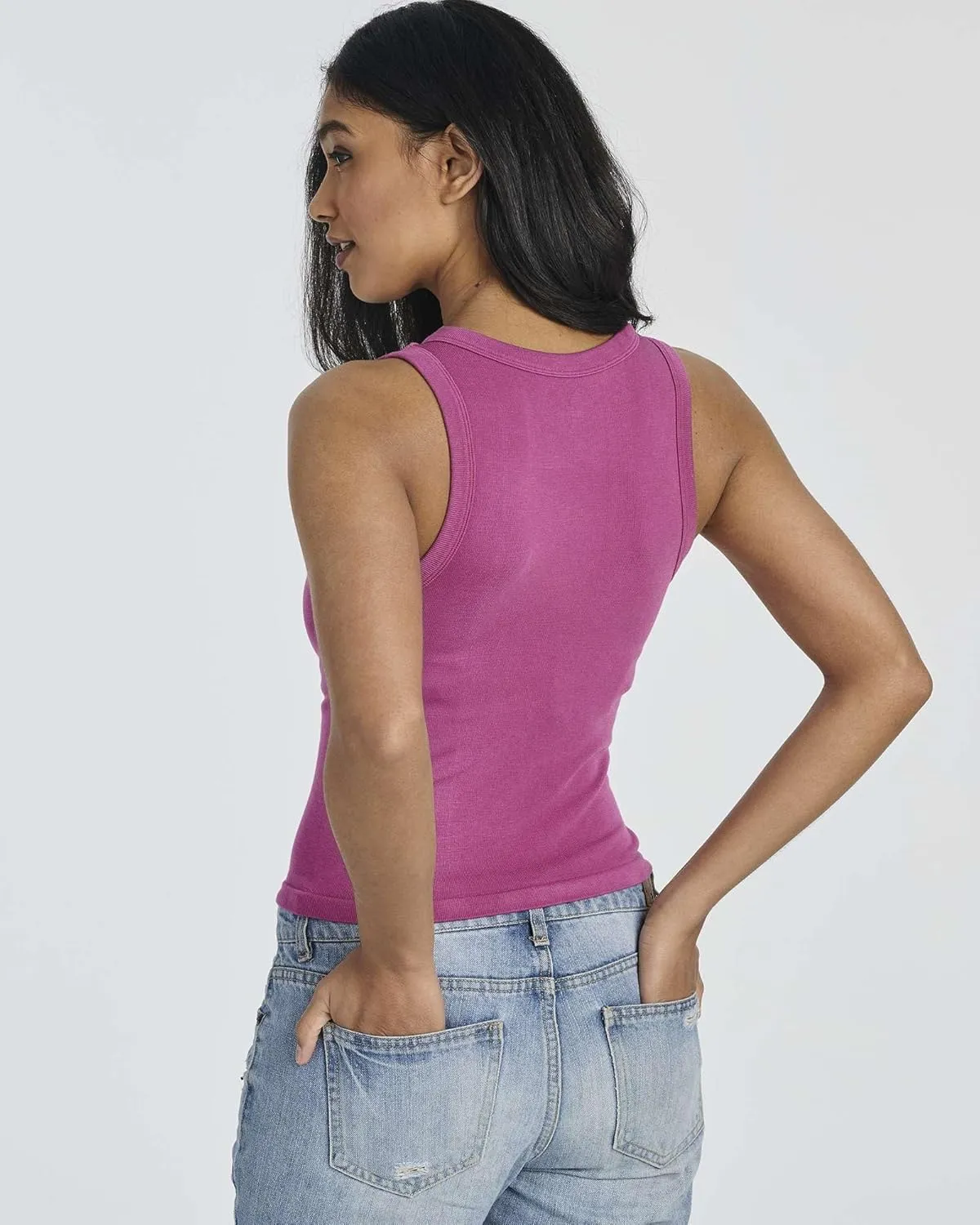 Real Essentials 5 Pack: Women's Seamless Ribbed Sleeveless Cropped Scoop Neck Tank Top - Casual Crop Top